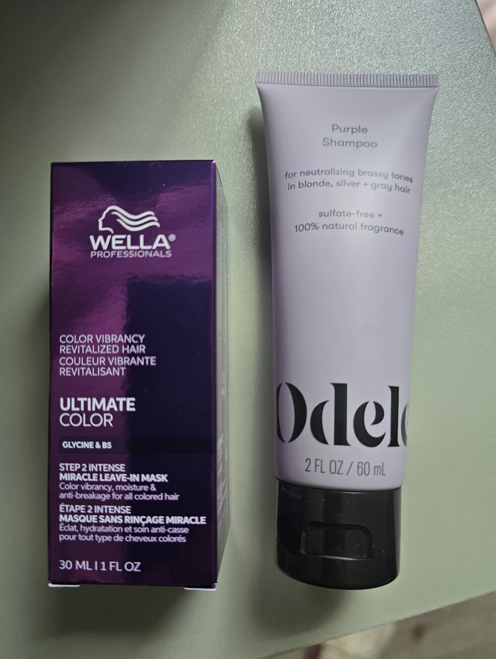 Odele Purple Shampoo And Wella Color Leav-in Hair Mask Bundle